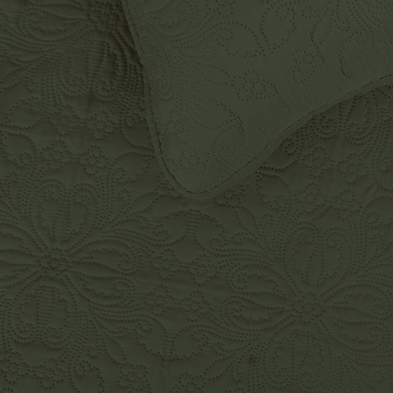 إيزي-جوينج مجموعة لحاف كامل/كوين سهلة الحجم مع لحاف واحد و 2 وسادة شامز لحاف ناعمة لحاف الغطاء الماء مقاوم الألياف الدقيقة خفيفة الوزن مقاومة للبقع مقاومة للبقع الأخضر/البيج - Image 3