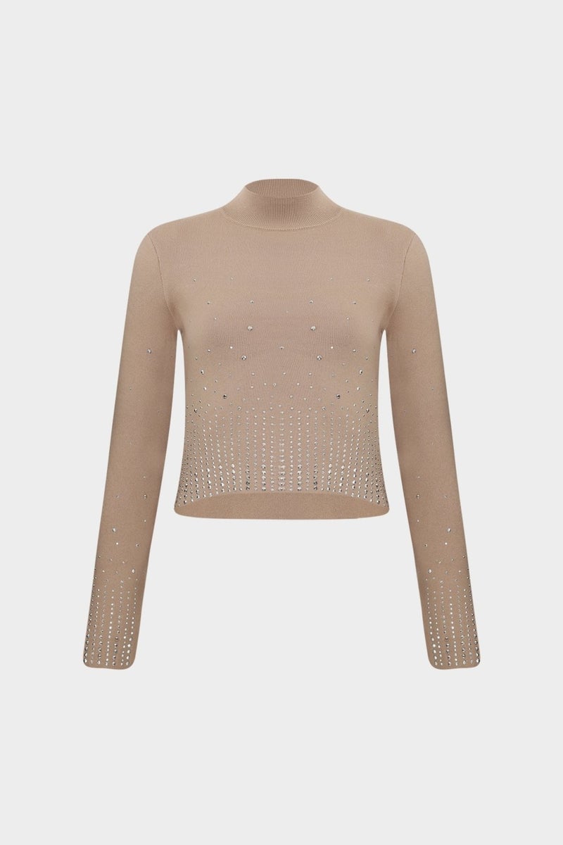 Açelya Okcu Premium Half Turtleneck Straz Stone Women's Knitwear Sweater  - Image 1