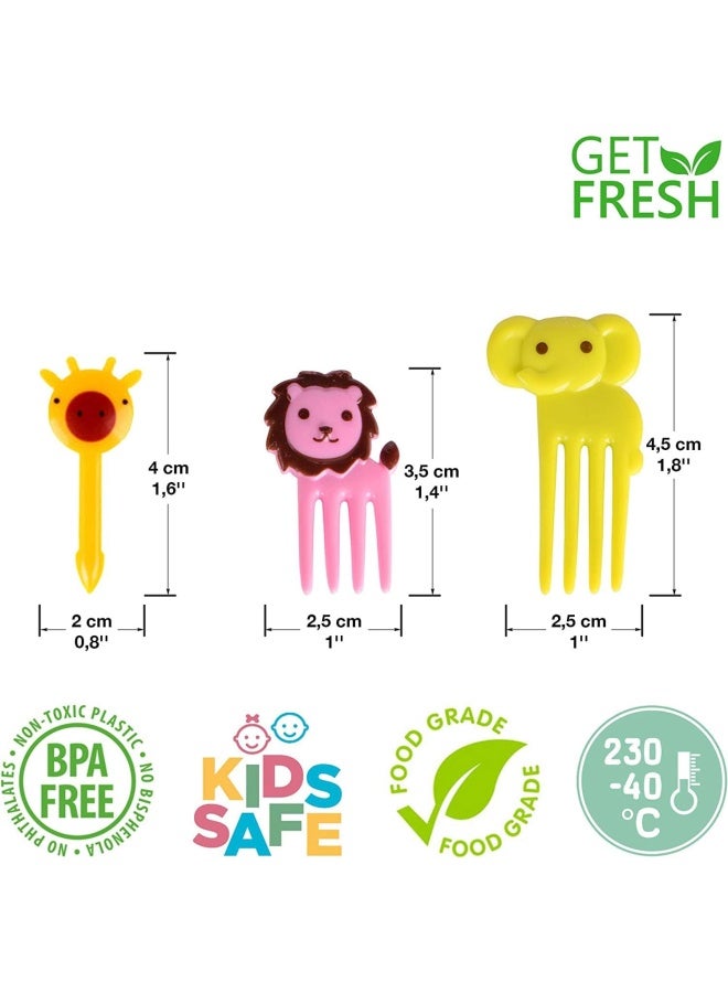 Premify 50 قطعة من أعواد الطعام للأطفال | أعواد فواكه حيوانات قابلة لإعادة الاستخدام للأطفال | شوكة للأطفال | أعواد الطعام لحفلات الحلويات ووجبات الغداء | أعواد الطعام للأطفال في صندوق الغداء - Image 3