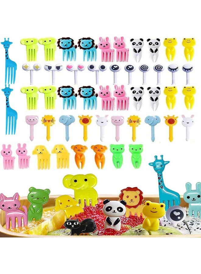 Premify 50 قطعة من أعواد الطعام للأطفال | أعواد فواكه حيوانات قابلة لإعادة الاستخدام للأطفال | شوكة للأطفال | أعواد الطعام لحفلات الحلويات ووجبات الغداء | أعواد الطعام للأطفال في صندوق الغداء - Image 1