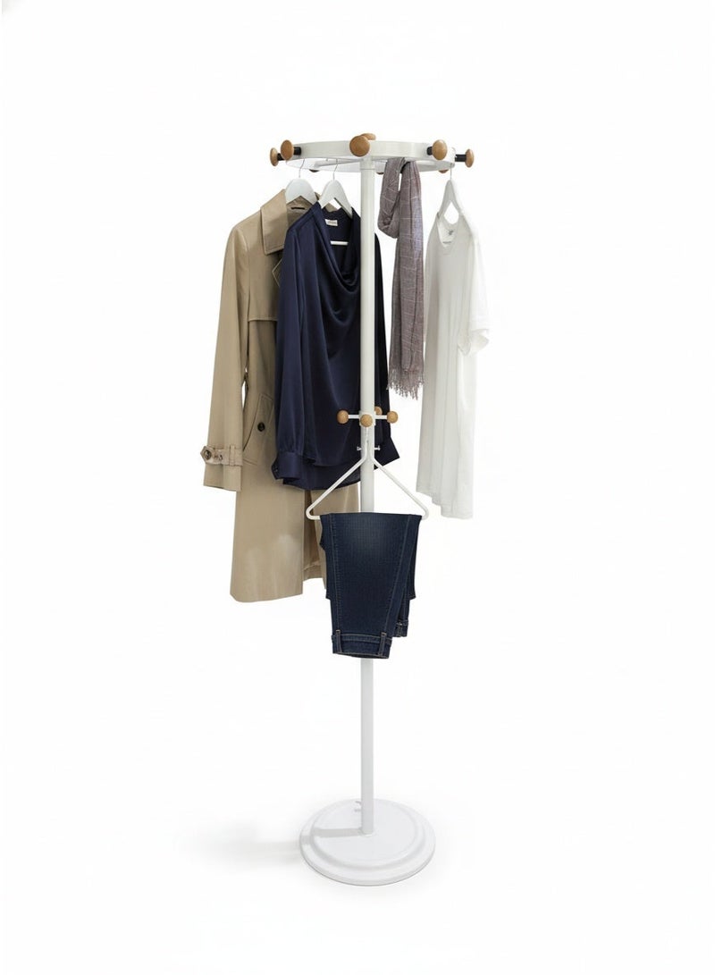 Living clothes hanger with hooks in a circular ring, white color - Image 2