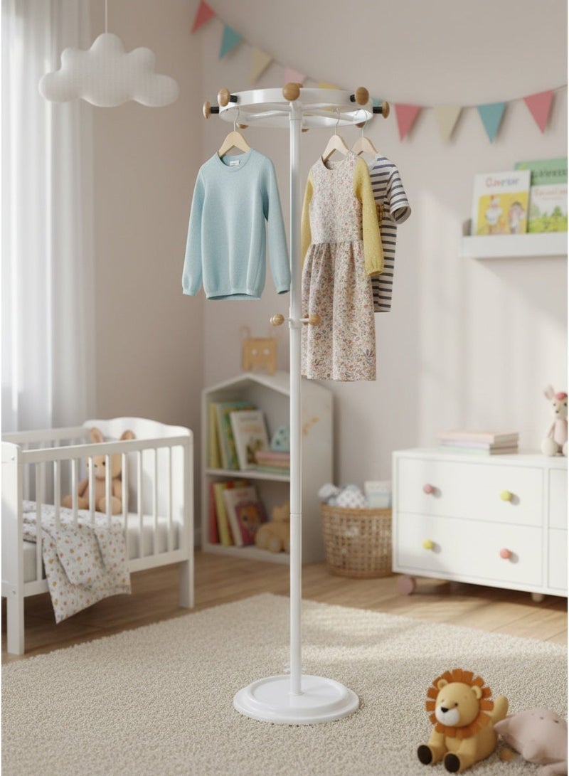 Living clothes hanger with hooks in a circular ring, white color - Image 3