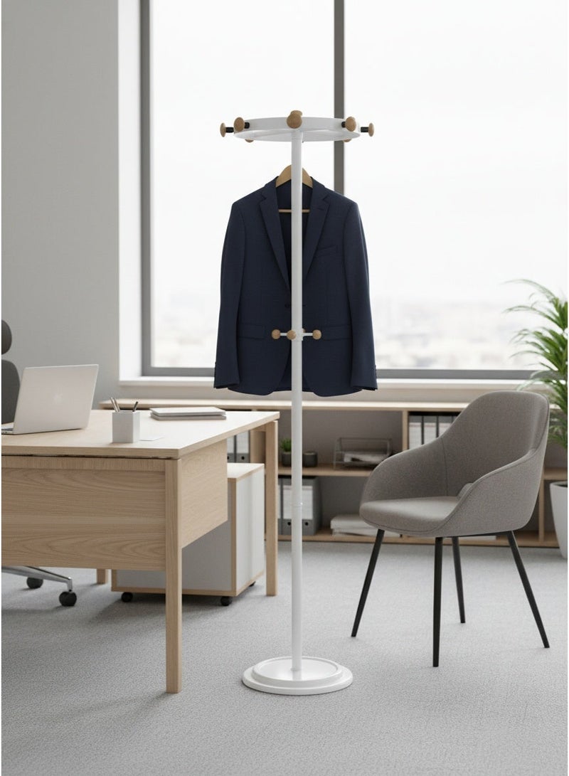 Living clothes hanger with hooks in a circular ring, white color - Image 4