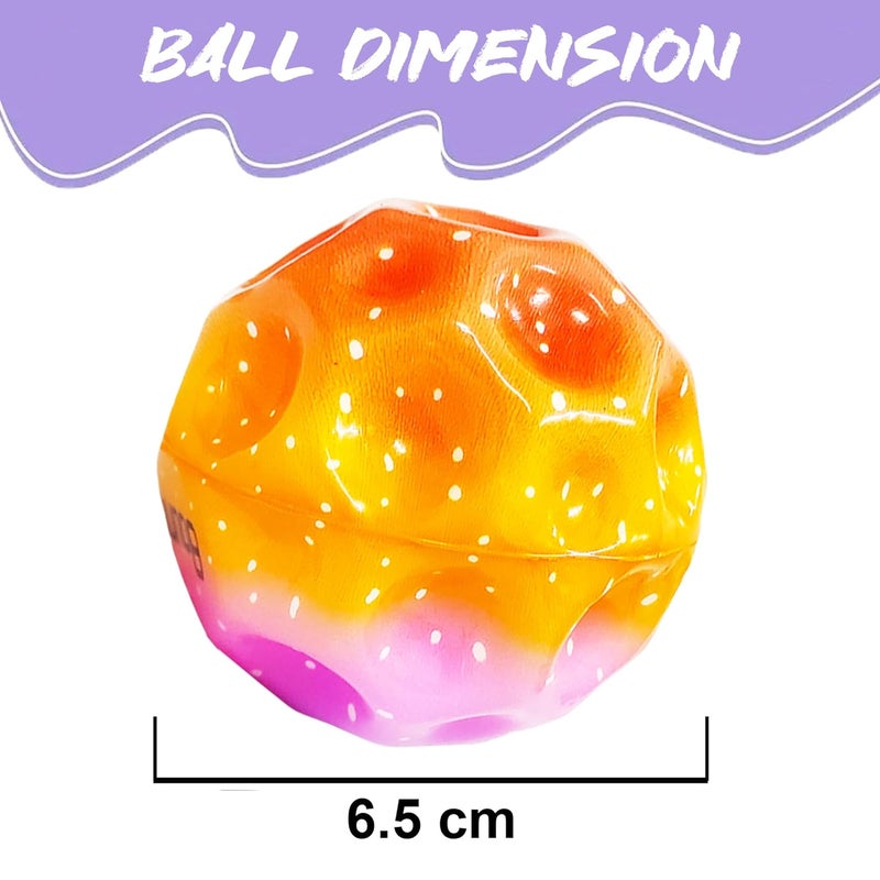 vGRASSP Super Bouncy Rubber Moon Ball Toy for Kids and Adults with Craters - High Bounce, Textured Grip, Perfect for Playtime Fun - Return Gift Foam Ball, Multicolor (Pack of 6) - Image 3