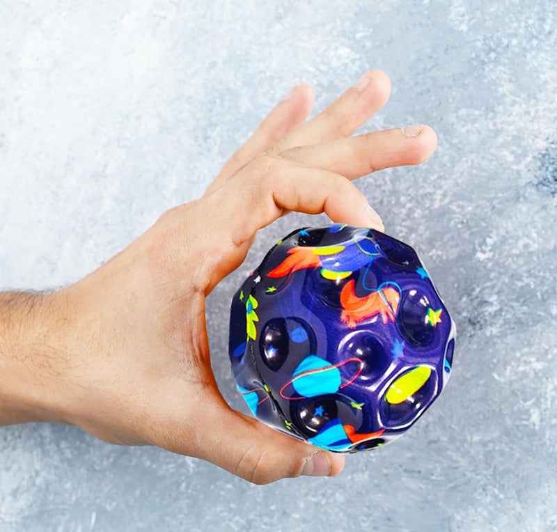 vGRASSP Super Bouncy Rubber Moon Ball Toy for Kids and Adults with Craters - High Bounce, Textured Grip, Perfect for Playtime Fun - Return Gift Foam Ball, Multicolor (Pack of 6) - Image 4