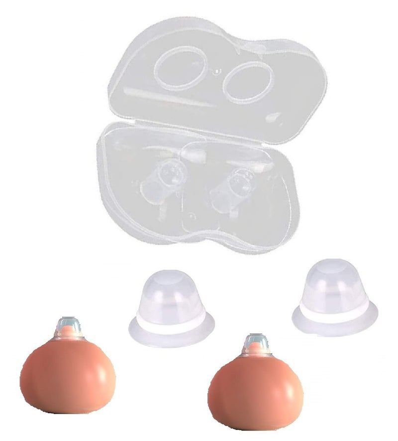 Finever Nipplesuckers Nipple Corrector for Flat Inverted Nipples for Breastfeeding Newborn Babay Mother or Women Suck Breast Silicone with Clear Case 1Pair - Image 3