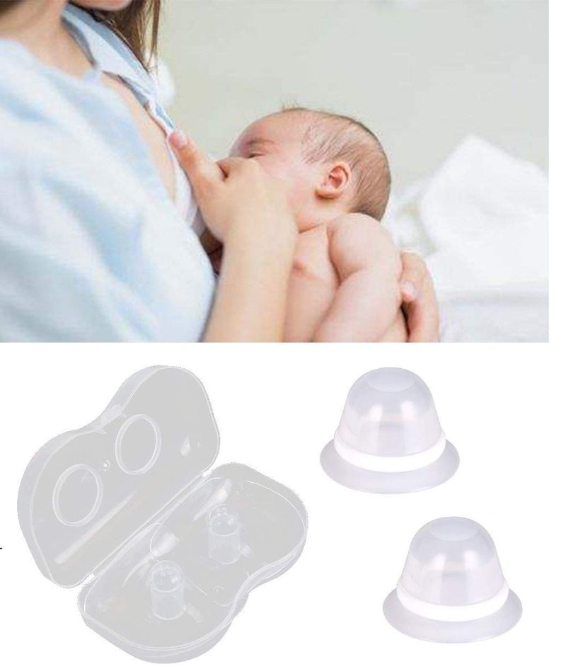 Finever Nipplesuckers Nipple Corrector for Flat Inverted Nipples for Breastfeeding Newborn Babay Mother or Women Suck Breast Silicone with Clear Case 1Pair - Image 5