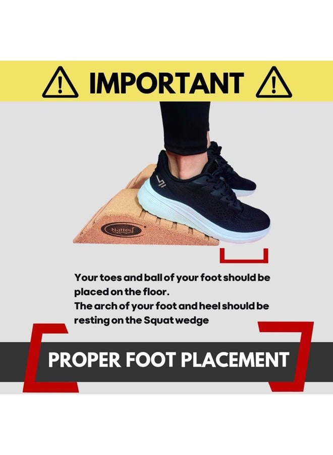 Nattey NEW LARGER and Improved quality ECO-Friendly HIGHEST DENSITY Cork Squat Wedge Block Heel Calf Raise Platform NON-SLIP Slant Board Ramp Fitness Workouts Yoga Weightlifting exercise BAND 3 PIECES - Image 5
