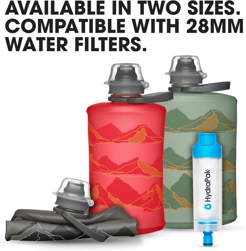 Hydrapak Stow Collapsible Water Bottle – 350ml – Ultralight, Leak-Proof, BPA-Free, Filter Compatible Travel & Hiking Flask - MTN Redwood - Image 5