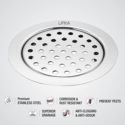 LIPKA Pack of 2 YU Round Floor Drain |Premium Stainless Steel |5 Inches| - Image 4