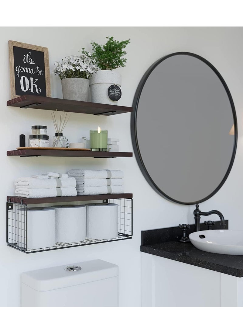 Arabest 3-Tier Floating Shelf Wall Mounted Wire Storage Basket for Bathroom, Kitchen, Bedroom, Living Room, Wall Decor Storage Rack (3-Tier)  - Image 4