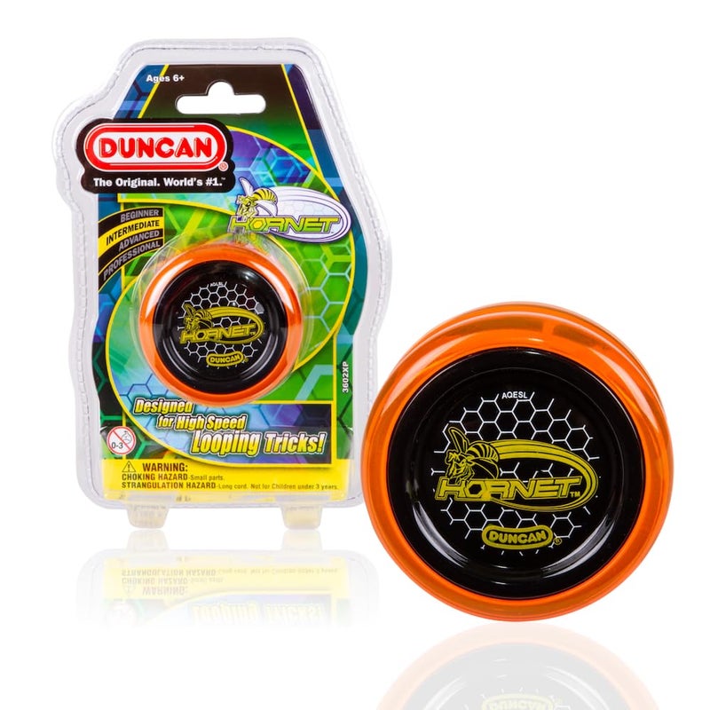 Duncan يويو دانكان هورنت برو لووبينغ مع خيط محمل كروي ومحور بلاستيكي برتقالي مع غطاء أسود - Image 2