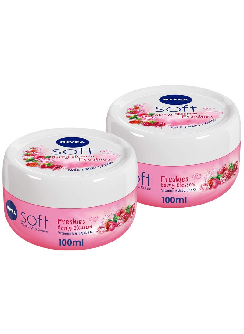 كريم مرطب برائحة زهر التوت المنعش سوفت فريشز من ، برطمان 100 مل قطعتين - Image 1