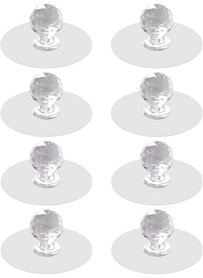PROMASS promass 8 Pcs Cabinet Drawer Knobs, Clear Diamond Crystal Shaped Pulls Handles, Self Adhesive Drill Free Push Pull Helper, for Kitchen Cupboard, Bathroom Dresser, Furniture Door Window  - Image 1