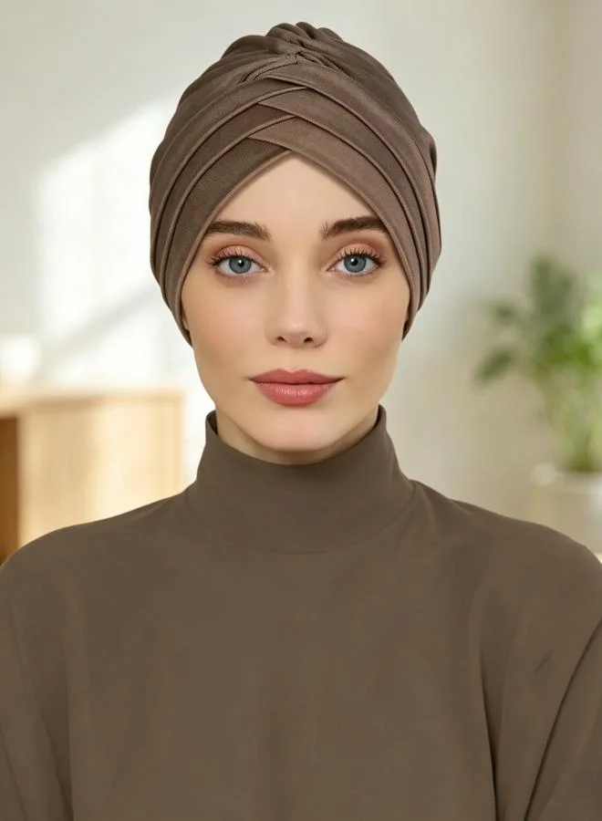 Take Two Coffee Brown Plain Turban Hijab