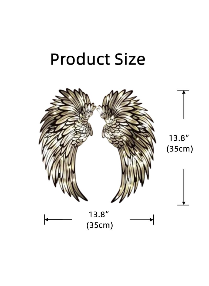 SYOSI LED Angel Wing Metal Wall Art, Wrought Iron Wings Wall Sculpture, DIY Metal Wall Art Hanging Decor, Angel Wing Neon Lights Signs, for Bar, Wedding, Party, Christmas,13.8”x13.8” - Image 2