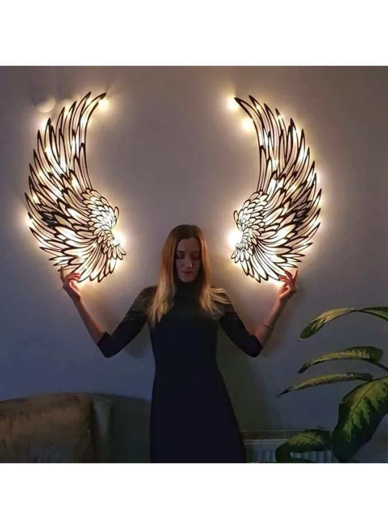 SYOSI LED Angel Wing Metal Wall Art, Wrought Iron Wings Wall Sculpture, DIY Metal Wall Art Hanging Decor, Angel Wing Neon Lights Signs, for Bar, Wedding, Party, Christmas,13.8”x13.8” - Image 5