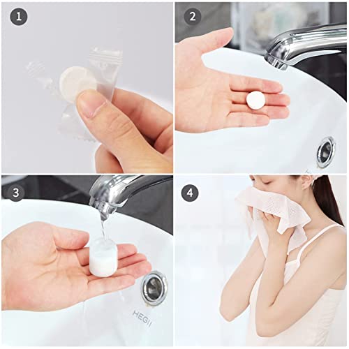 Classycoo Compressed Towel 100 PCS Mini Tablets Disposable Portable Face Towel Cotton Coin Tissue for Travel, Camping, Hiking, Sport, Home Hand Wipes&Other Outdoor Activities (Blue) - Image 5