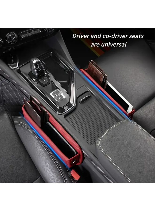 Black PU Leather Car Seat Organizer with Multi Compartment and Phone Holder - Image 4