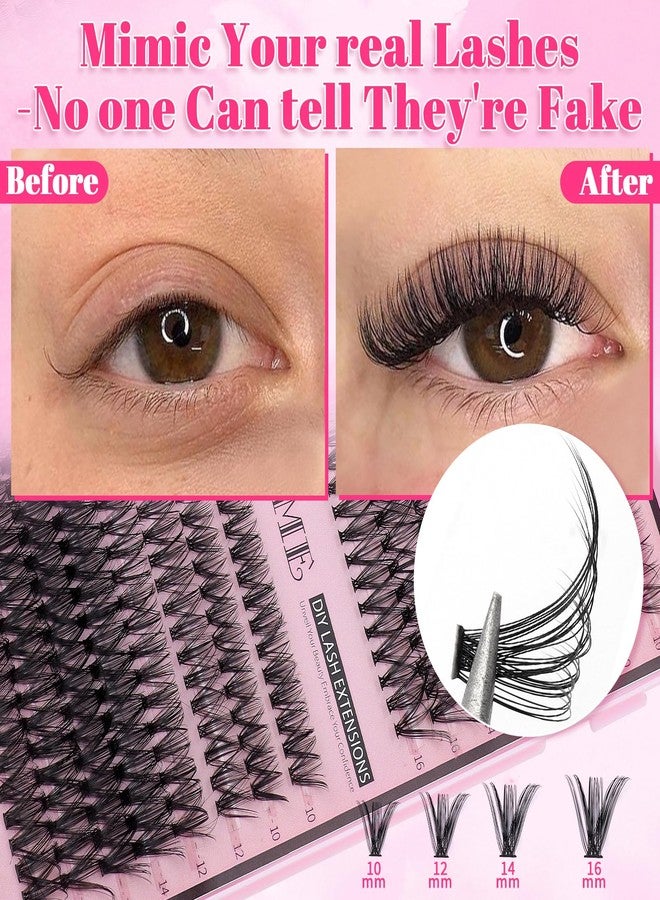 CMAYOME Lash Clusters Kit Natural Wispy Lash 640Pcs Volume Fluffy DIY Individual Lashes Clusters 10-16MM Eyelash Extensions with Bond&Seal,Remover,Brush，Tweezers for Beginners(10D+20D+30D+40D) - Image 3