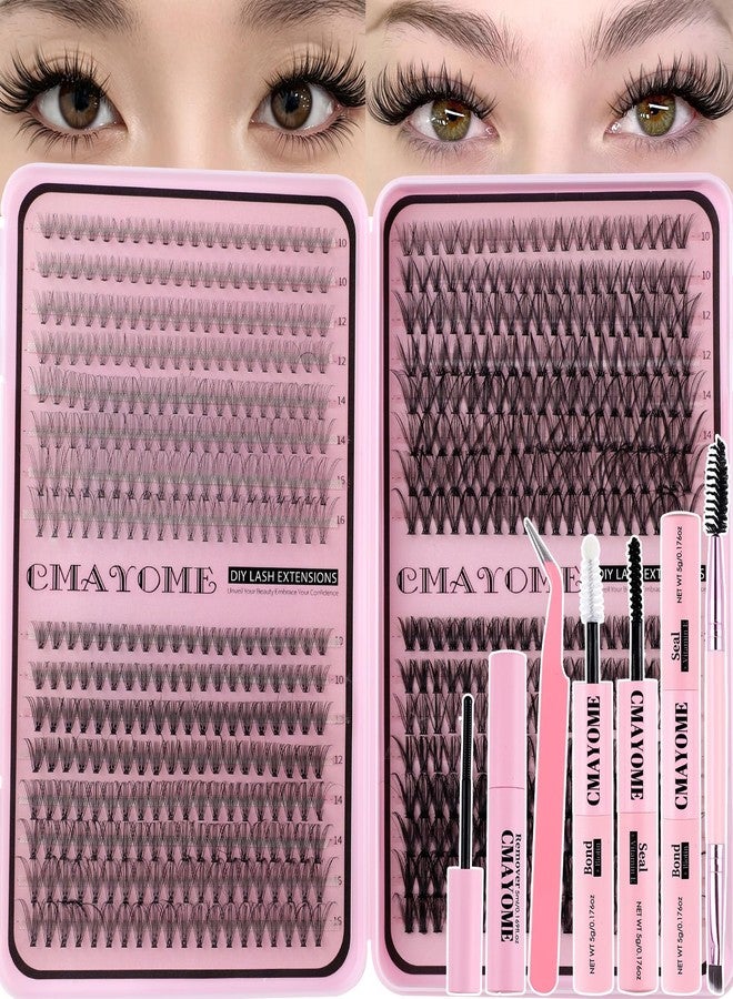 CMAYOME Lash Clusters Kit Natural Wispy Lash 640Pcs Volume Fluffy DIY Individual Lashes Clusters 10-16MM Eyelash Extensions with Bond&Seal,Remover,Brush，Tweezers for Beginners(10D+20D+30D+40D) - Image 1