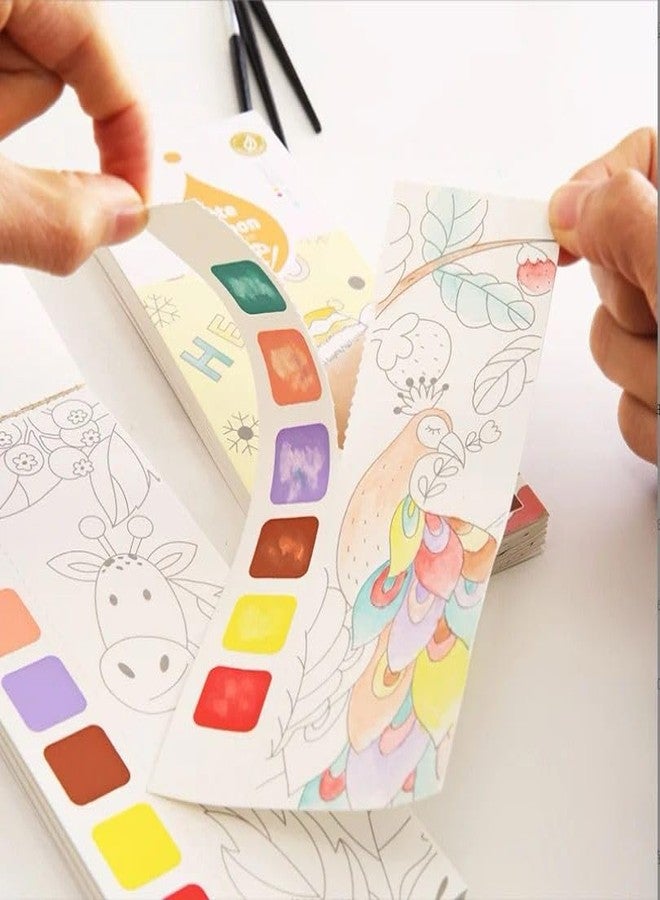 كتاب رسم وتلوين بالألوان المائية للأطفال من إيراشي | ٢٠ صفحة من كتاب الرسم والتلوين الإبداعي مع لوحة ألوان مائية وفرشاة مدمجة | كتاب أنشطة لصنع فواصل كتب يدوية | عبوة من قطعتين - Image 2