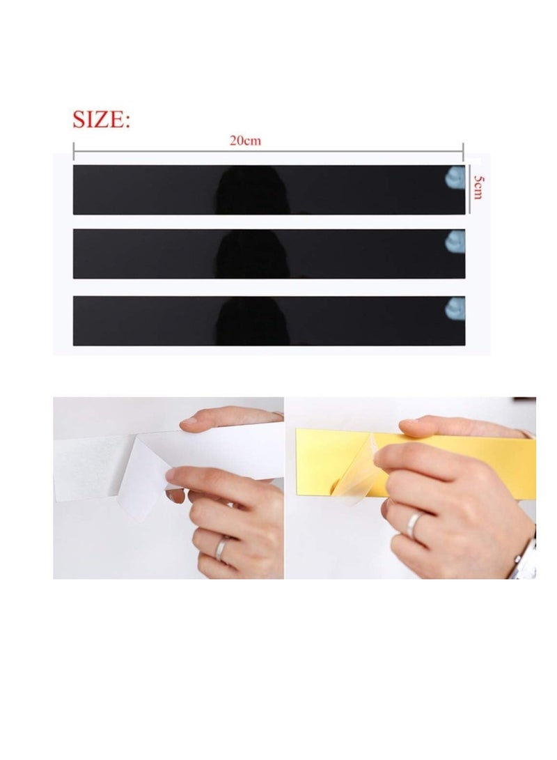 KASTWAVE ملصقات جدار مرآة، 10 قطع 5*20 سم تصميم مخطط ملصقات جدار مرآة، ملصق بلاط فني، ديكور خط جدار ذاتي اللصق، ملصقات حدود خط الجدار القابلة للإزالة من الأكريليك للديكور المنزلي، ذهبية - Image 5