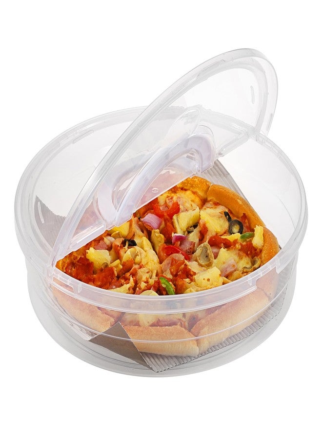 BTSKY Clear Plastic Pizza Container with Lid and Handle 12 Inch Round Pie Carrier with Lid Portable Pizza Keeper Reusable Food Storage Container for Cheese, Desserts, Holds up to 11 Inch Pie - Image 2