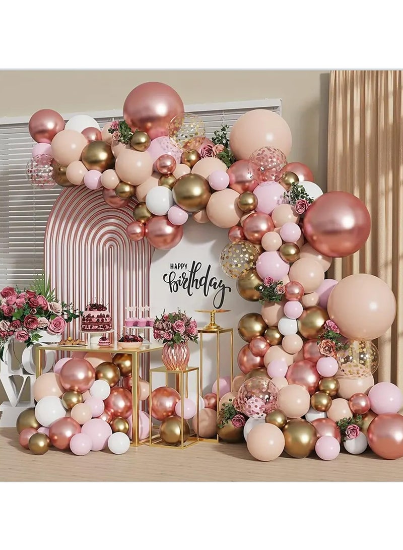 وارتفع الذهب بالون مجموعة اكليلا من الزهور ، عارية لون الباستيل المعدني الذهب الأبيض مات بالون الذهب والورود الذهب متعدد الألوان قصاصات الورق بالون الزفاف دش الأميرة الطرف فتاة عيد ميلاد الطفل دش الديكور - Image 1