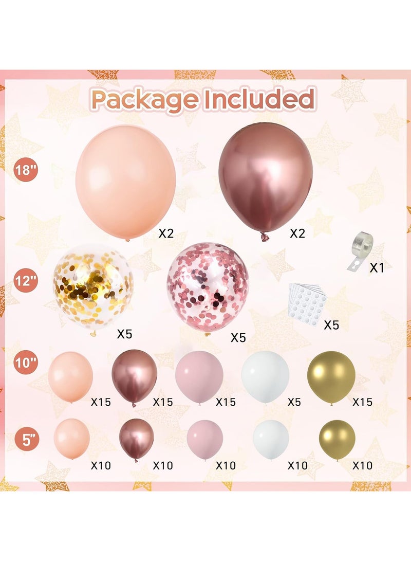 وارتفع الذهب بالون مجموعة اكليلا من الزهور ، عارية لون الباستيل المعدني الذهب الأبيض مات بالون الذهب والورود الذهب متعدد الألوان قصاصات الورق بالون الزفاف دش الأميرة الطرف فتاة عيد ميلاد الطفل دش الديكور - Image 2