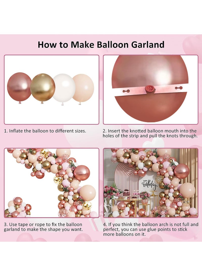 وارتفع الذهب بالون مجموعة اكليلا من الزهور ، عارية لون الباستيل المعدني الذهب الأبيض مات بالون الذهب والورود الذهب متعدد الألوان قصاصات الورق بالون الزفاف دش الأميرة الطرف فتاة عيد ميلاد الطفل دش الديكور - Image 3