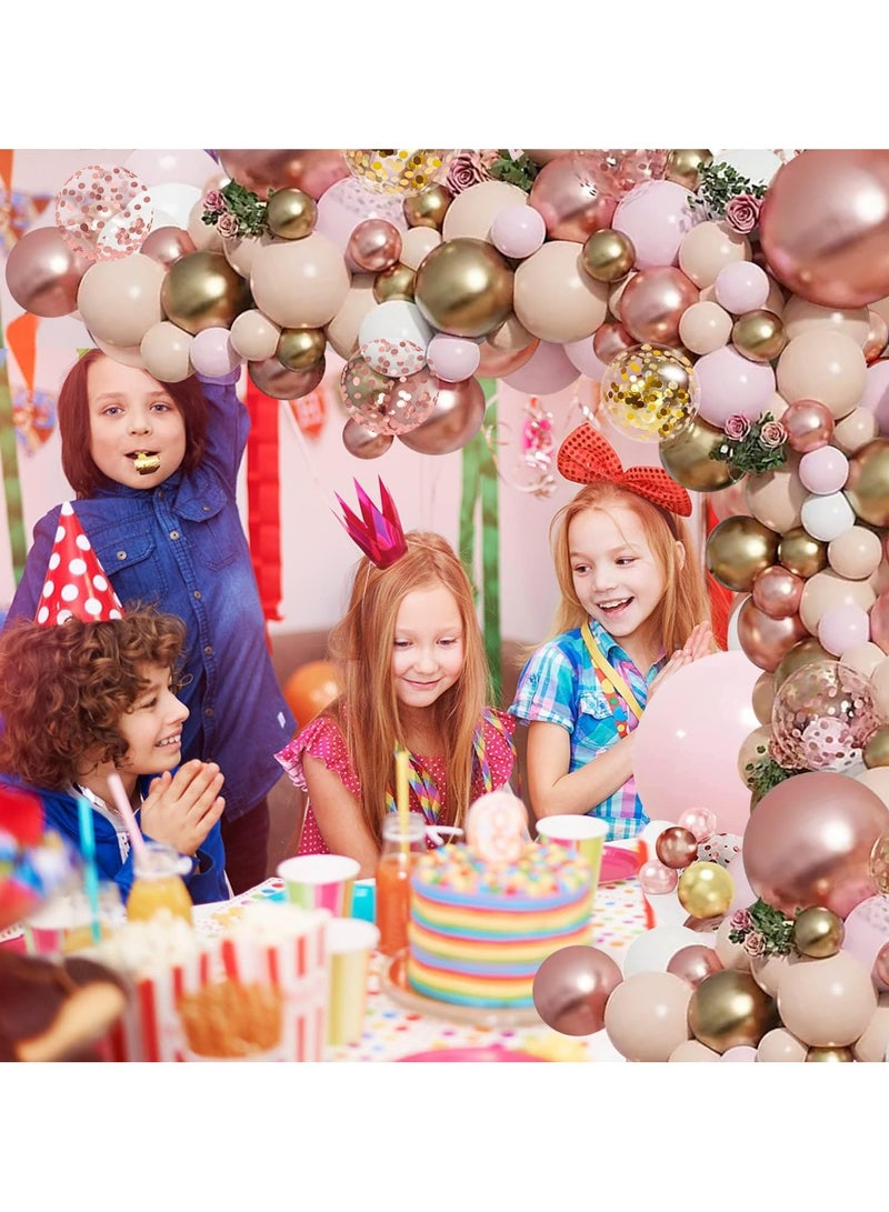 وارتفع الذهب بالون مجموعة اكليلا من الزهور ، عارية لون الباستيل المعدني الذهب الأبيض مات بالون الذهب والورود الذهب متعدد الألوان قصاصات الورق بالون الزفاف دش الأميرة الطرف فتاة عيد ميلاد الطفل دش الديكور - Image 4