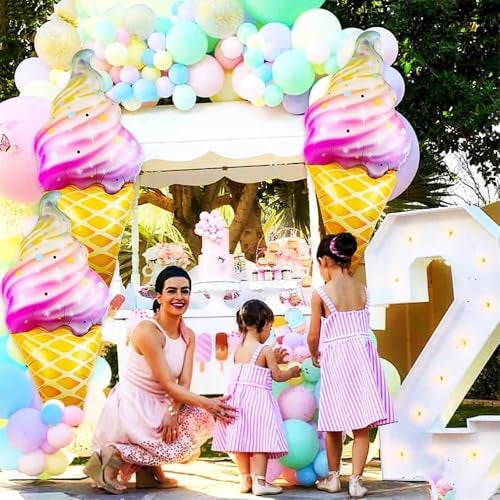 Pop The Party 39 Pieces Happy Birthday Decoration Kit | Ice Cream Foil Balloons Theme For Birthday Decorations Items - Image 4