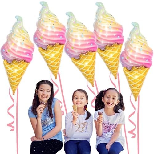 Pop The Party 39 Pieces Happy Birthday Decoration Kit | Ice Cream Foil Balloons Theme For Birthday Decorations Items - Image 3