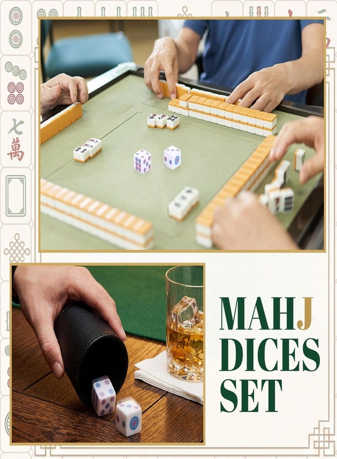 Motionchic 2 Pcs Mahjong Dice Acrylic Dice 25mm Mahjong Sieve Accessories Square W/Rounded Edge Casino Theme Party for Casino, Craps, Table Games and Board Games(White Blue Rose Red) - Image 4