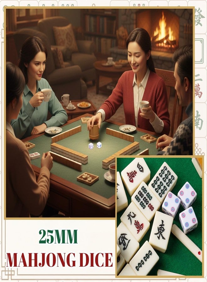 Motionchic 2 Pcs Mahjong Dice Acrylic Dice 25mm Mahjong Sieve Accessories Square W/Rounded Edge Casino Theme Party for Casino, Craps, Table Games and Board Games(White Blue Rose Red) - Image 5