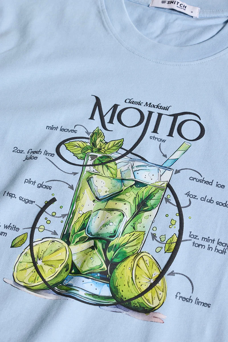 SNITCH Mojito Light Blue Regular Fit T-Shirt