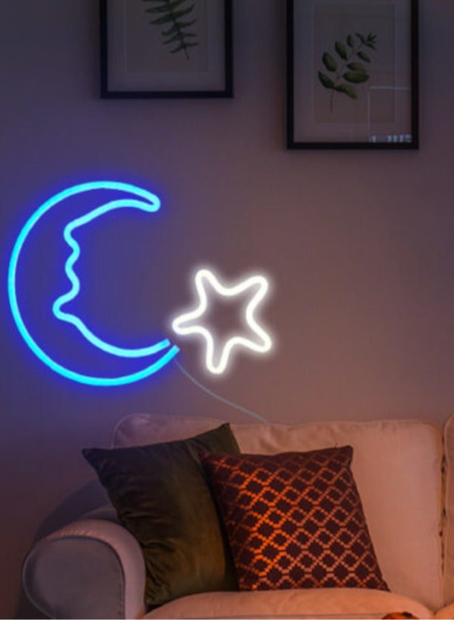 Moon and Star Neon LED Sign USB plug - Image 1
