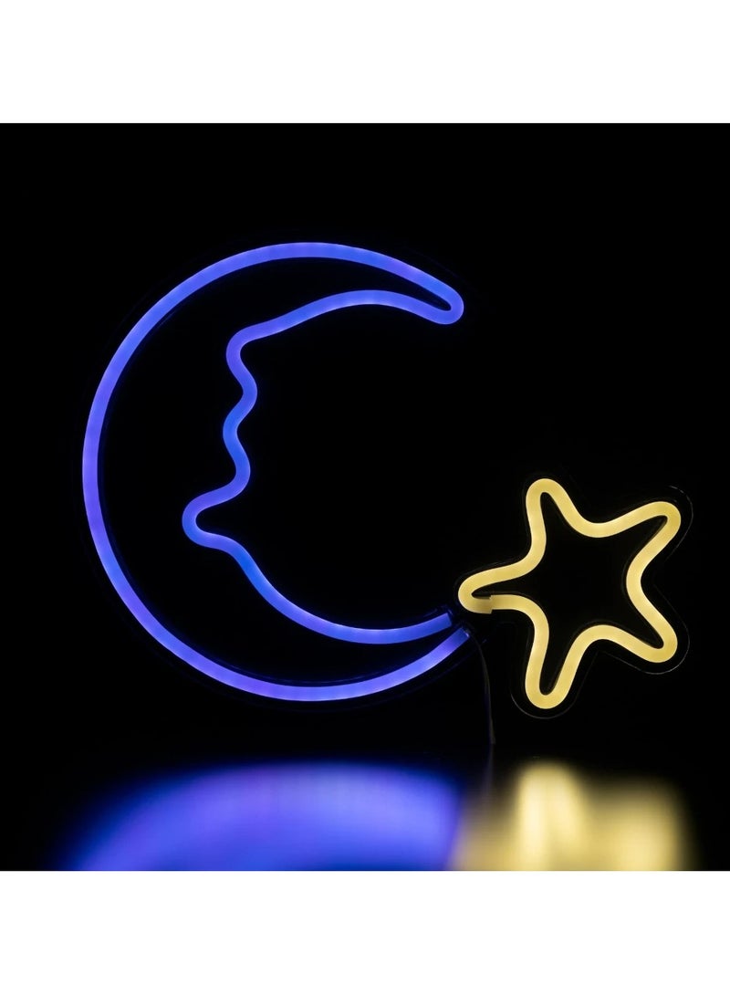 Moon and Star Neon LED Sign USB plug - Image 2