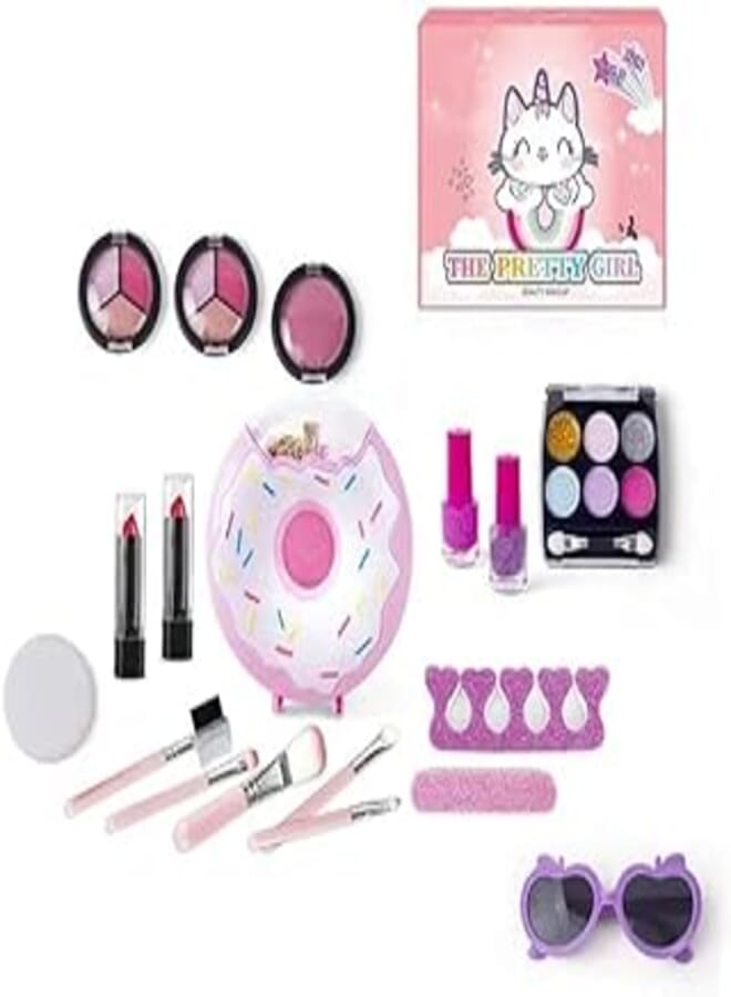 Little Girls Washable Makeup Set, Fantastic-Kids-Toys Washable Baby Girls Makeup Kit with Cosmetic Bag for Girls 