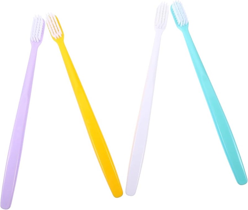 4 قطع فرشاة أسنان نانو ذات شعيرات ناعمة للتنظيف العميق باللون الأبيض والكاكي والأخضر الفاتح والأزرق الرمادي - Image 2