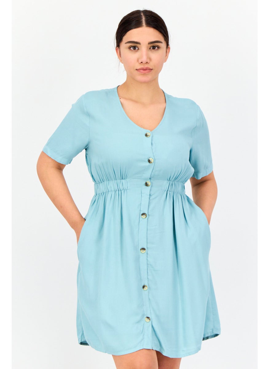 ONLY Women Solid  A-Line Dress, Slate Blue  - Image 1