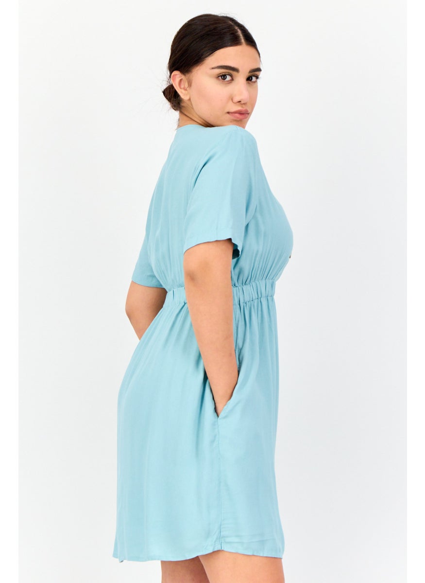 ONLY Women Solid  A-Line Dress, Slate Blue  - Image 2
