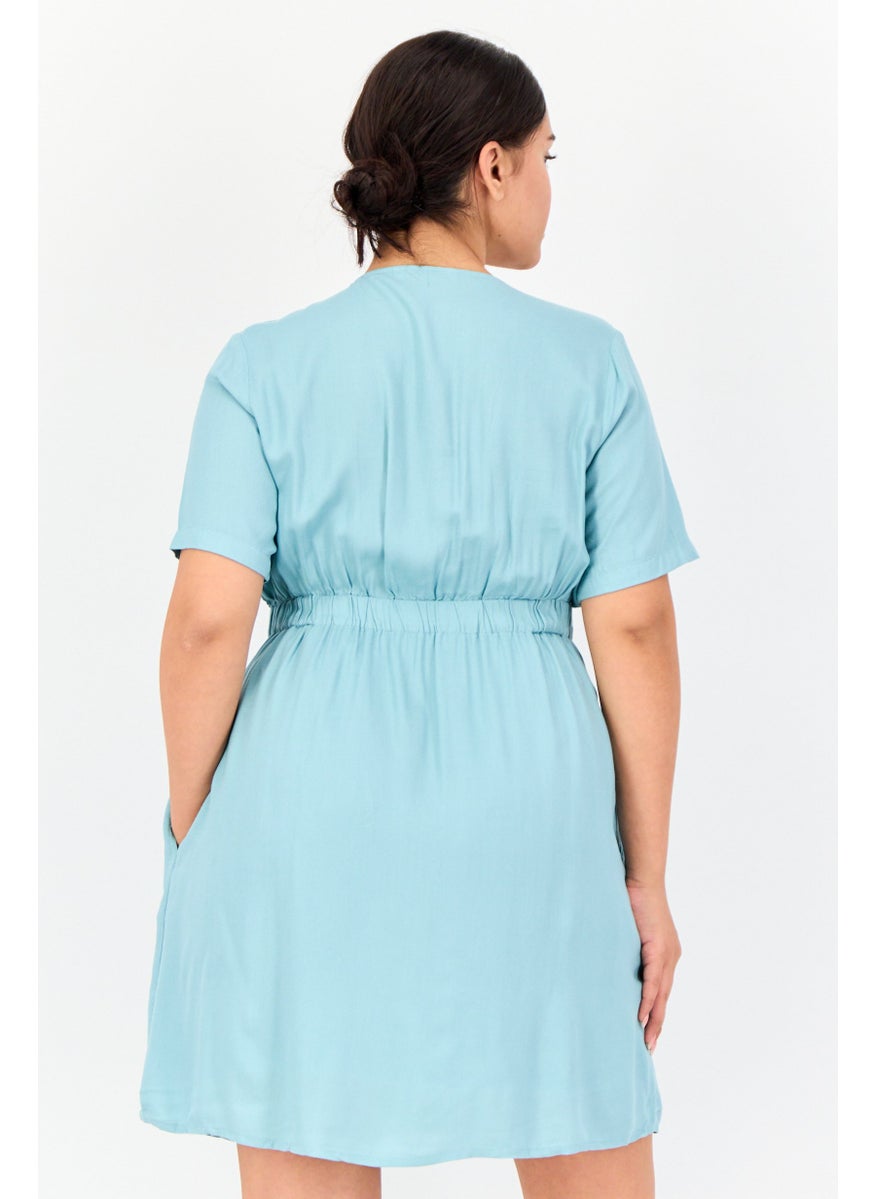 ONLY Women Solid  A-Line Dress, Slate Blue  - Image 3