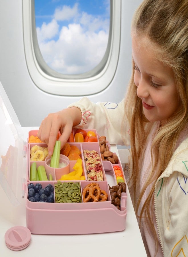 PrimaStella Snacktainer Travel Snack Box - 15 Compartment Snackle Box with Handle and Removable Tray with Leakproof Dip Cup - for Snacks, Road Trips, Airplane Travel (Green) - Image 3