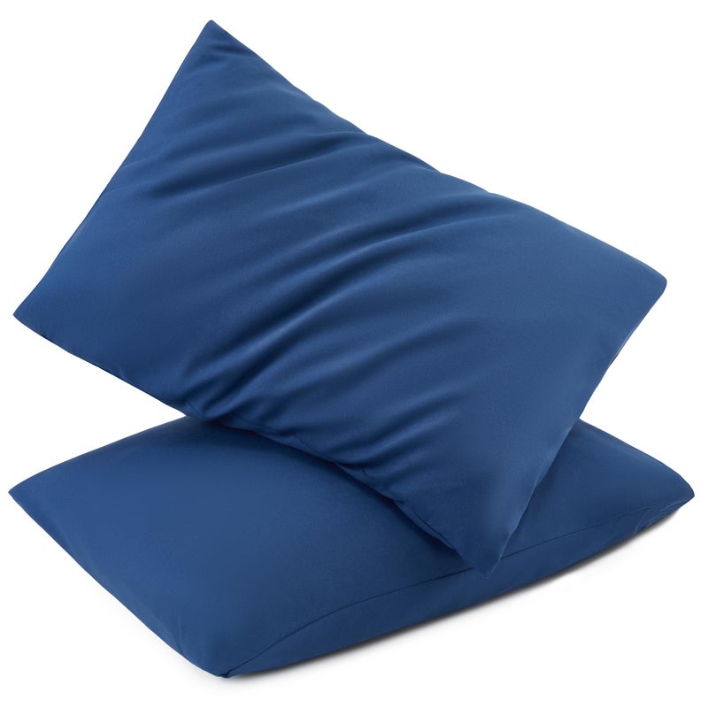 TILLYOU Toddler Pillowcase 2 Pack with Envelope Closure13 x 18 Silky Soft Microfiber Travel Kids Pillowcase for Boys and GirlsNavy