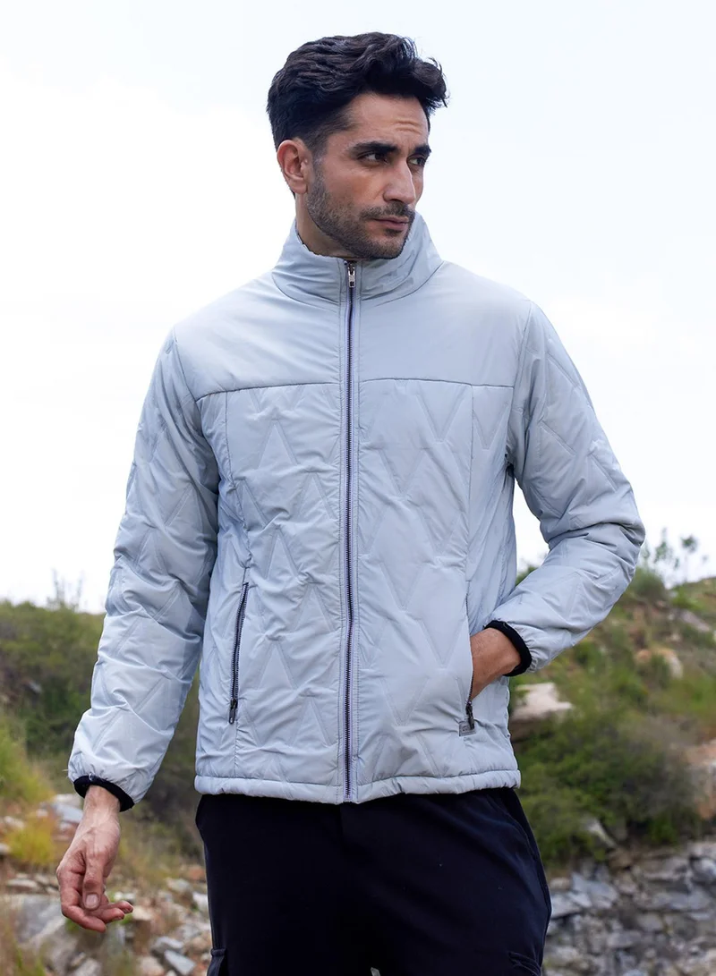 Campus Sutra Men's Moon Grey Parachute Puffer Jacket