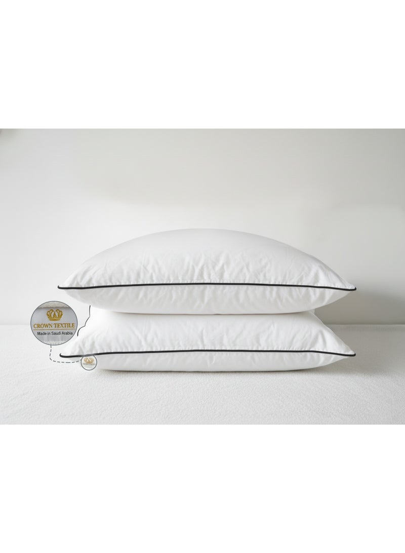 CROWN TEXTILE (Two pieces) cotton fabric pillow - stuffed with 1000g of microfiber, the pillow has a line of edges in attractive colors - Image 1