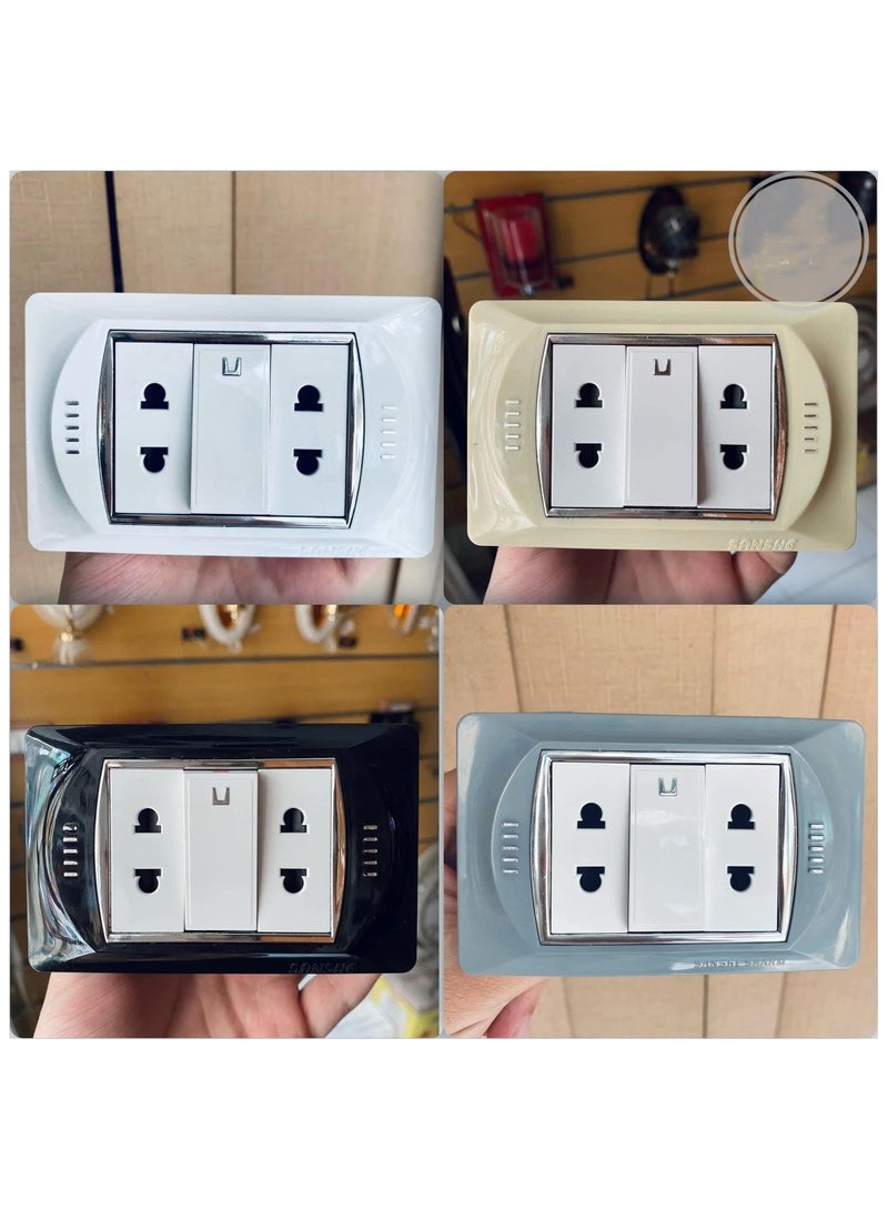 Sanshe sharm Sanshe Distinctive Colors Electrical Finishing Package - Contains 25 White  Faces - 25 Chassis - 20 Socket Sockets - 20 Switch Sockets - 25 Plugs - 1 Shower Socket - 1 Heater Switch - 1 Bell Button - Image 2