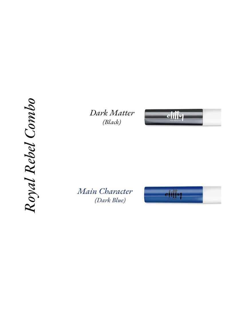 Elitty Royal Rebel Pop Colour Waterproof Liquid Eyeliner Combo (Pack of 2) | Matte Shades (Black, Dark Blue) | Lasts Upto 12 Hrs | 4 ML Each - Image 2
